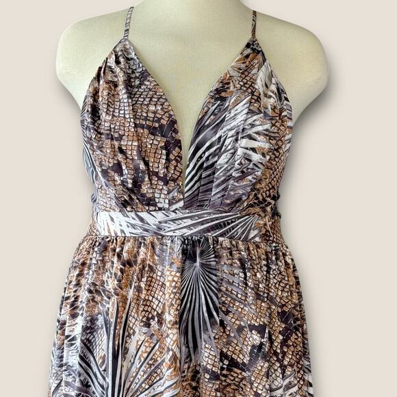 Sweet Generis Strappy Plunging Open Back Maxi Swing Dress Size 3X Bohemian Print - Picture 5 of 14